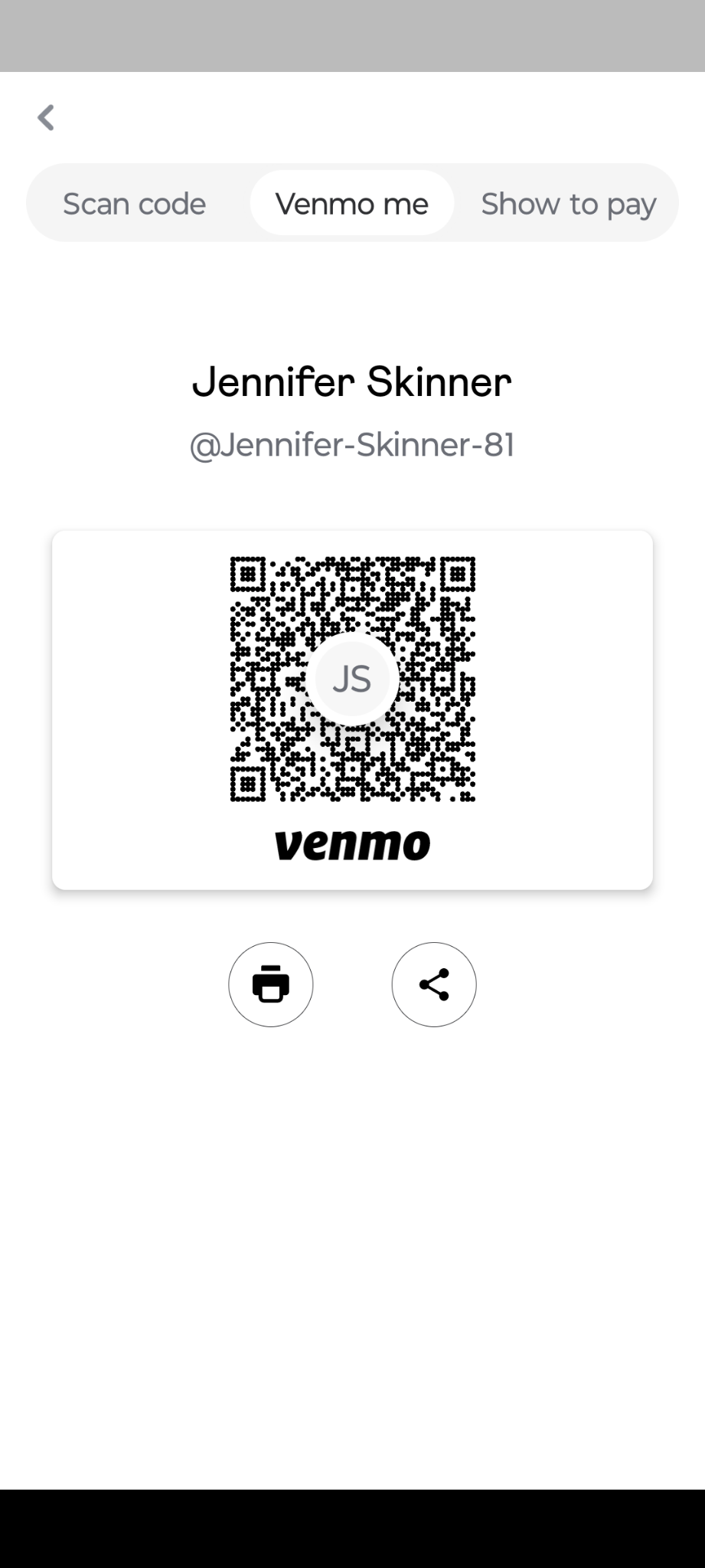 Venmo QR code for Jennifer Skinner
